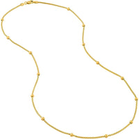 Olas d'Oro - 14K Yellow Gold Diamond Cut Beaded Popcorn Chain Necklace - 20"