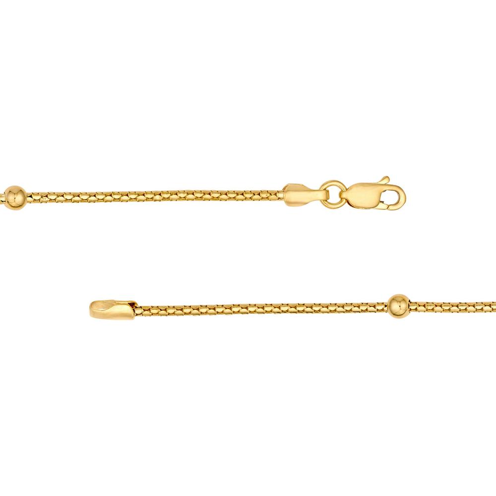 Olas d'Oro - 14K Yellow Gold Diamond Cut Beaded Popcorn Chain Necklace - 20"