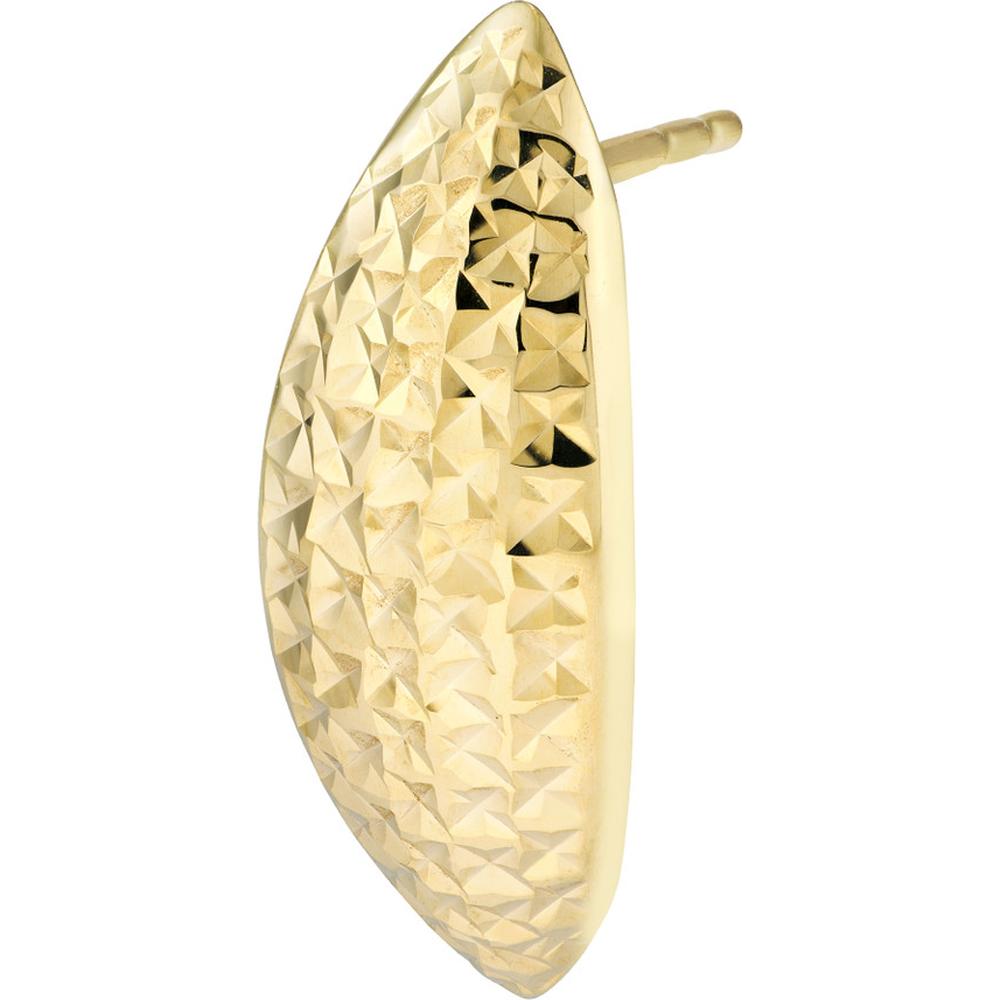 Olas d'Oro - 14K Yellow Gold Diamond-Cut Bombe Marquise Earrings - 1.10 Grams Total Weight