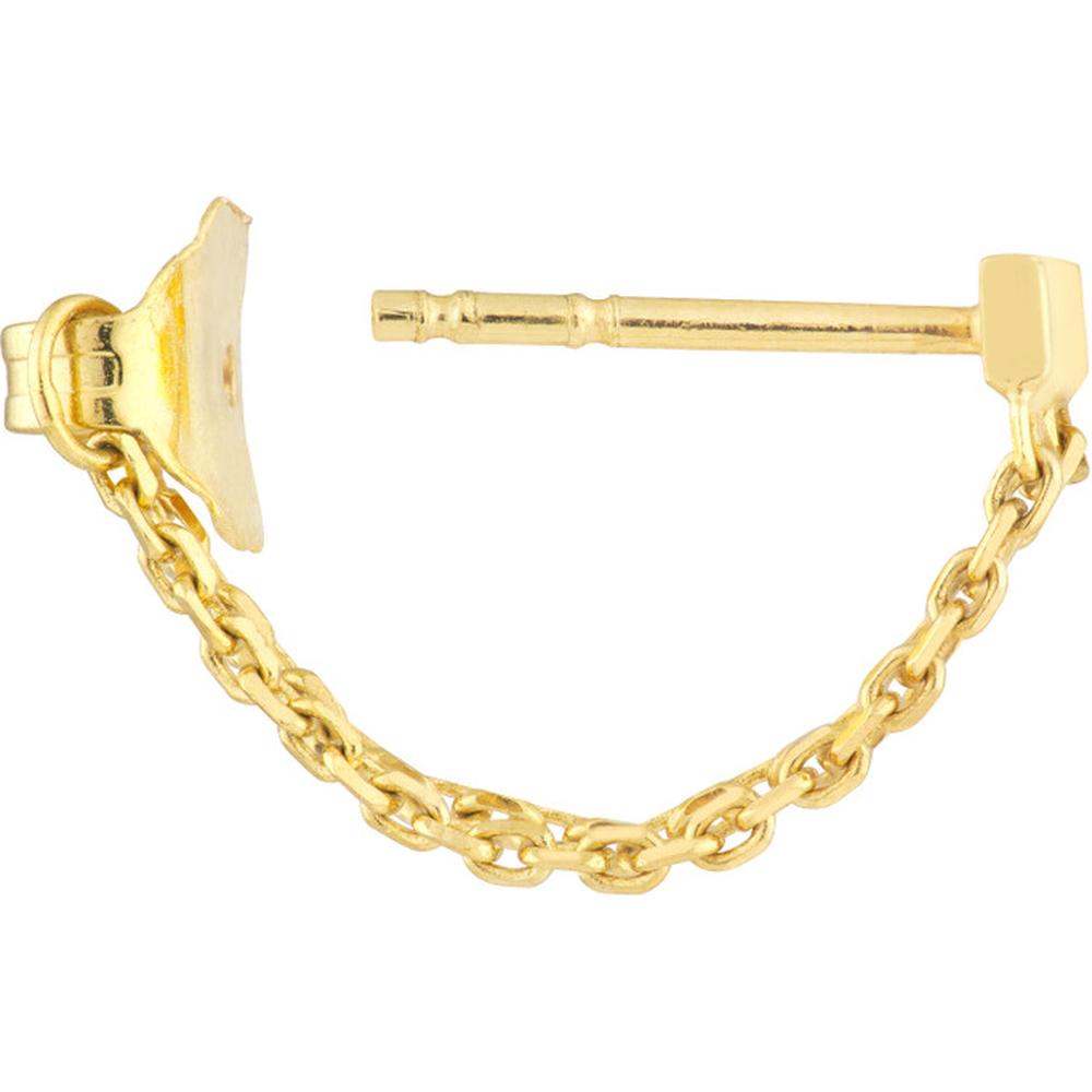 Olas d'Oro - 14K Yellow Gold Diamond-Cut Cable Chain Bar Front-to-Back Earrings