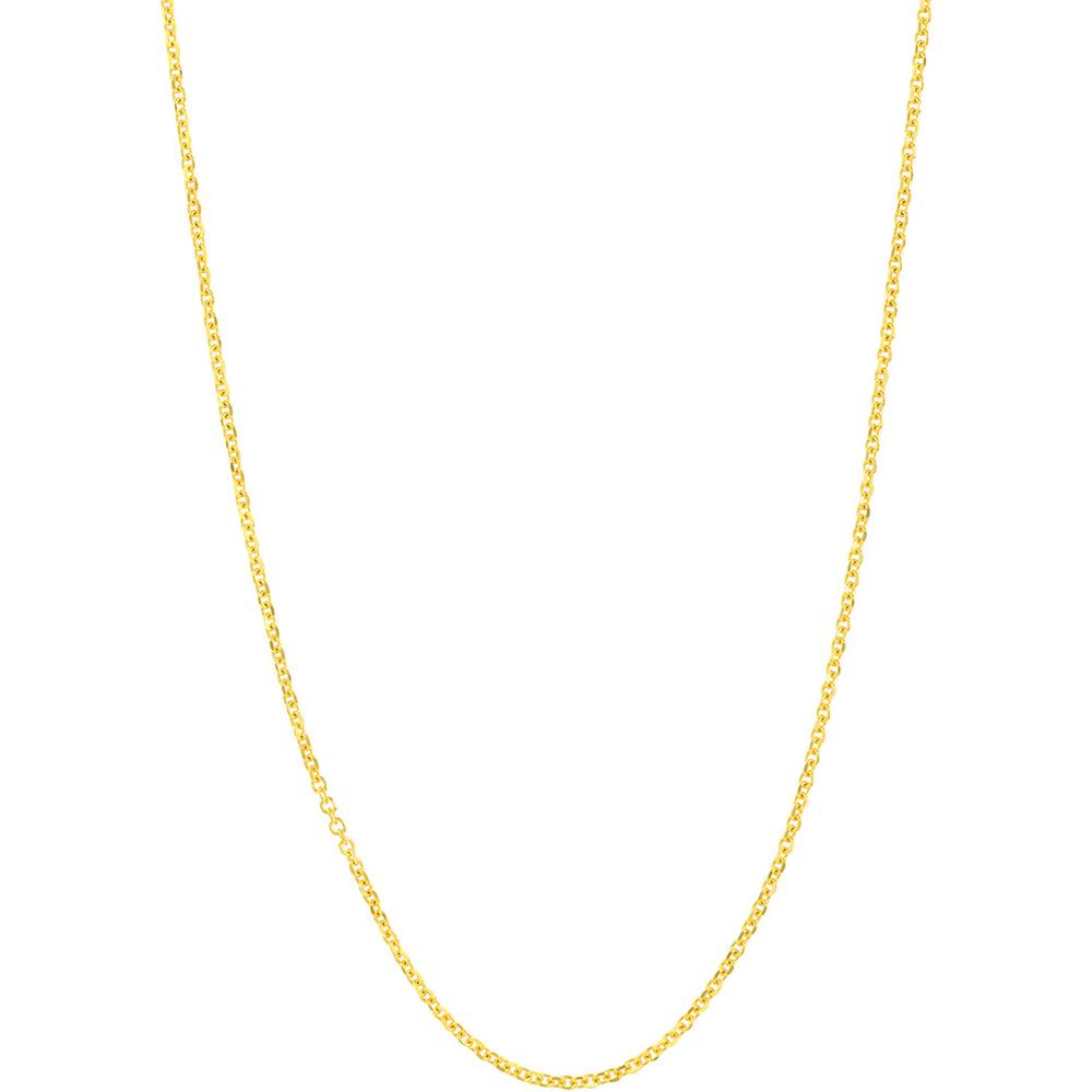 Olas d'Oro - 14K Yellow Gold Diamond-Cut Cable Chain Necklace with Adjustable Slider Bead - 22" Length