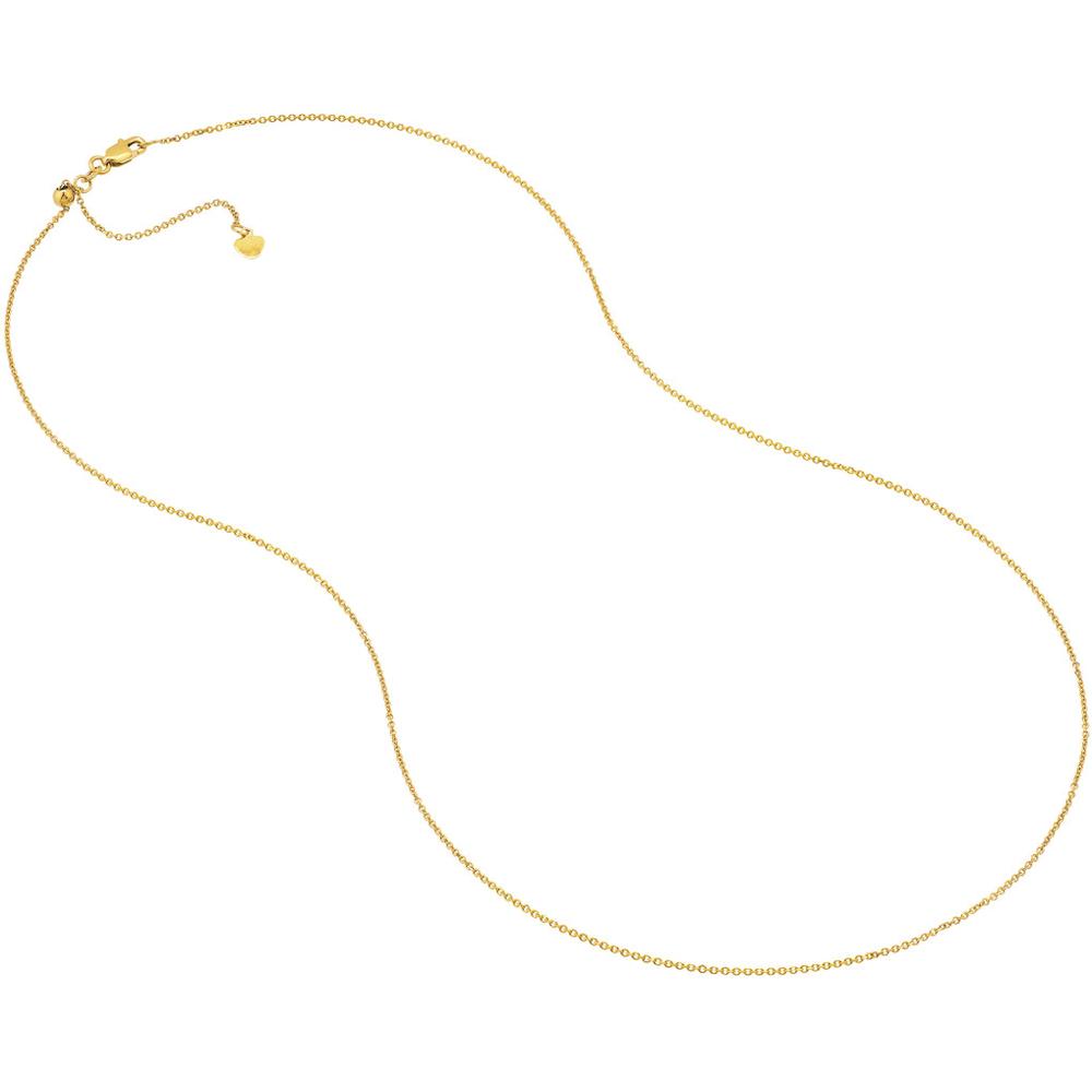 Olas d'Oro - 14K Yellow Gold Diamond-Cut Cable Chain Necklace with Adjustable Slider Bead - 22" Length
