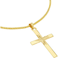 Olas d'Oro - 14K Yellow Gold Diamond Cut Center Cross Pendant - 1.20 Grams
