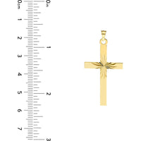 Olas d'Oro - 14K Yellow Gold Diamond Cut Center Cross Pendant - 1.20 Grams