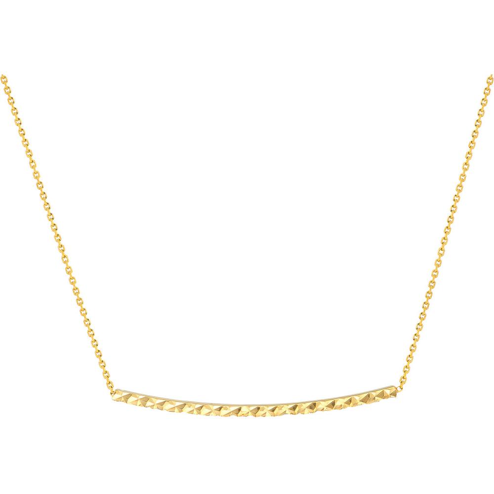 Olas d'Oro - 14K Yellow Gold Diamond-Cut Curved Bar Adjustable Necklace - 2.25 Grams