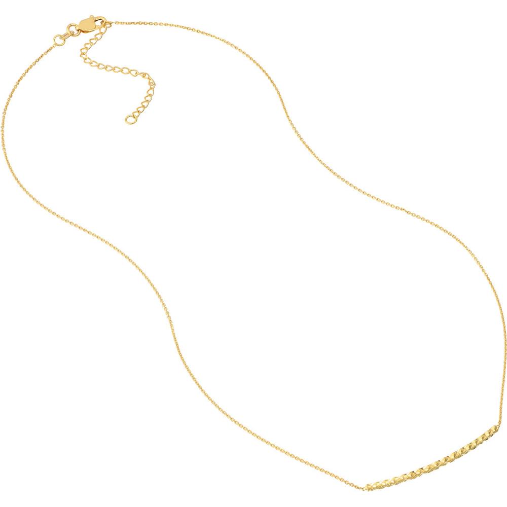 Olas d'Oro - 14K Yellow Gold Diamond-Cut Curved Bar Adjustable Necklace - 2.25 Grams