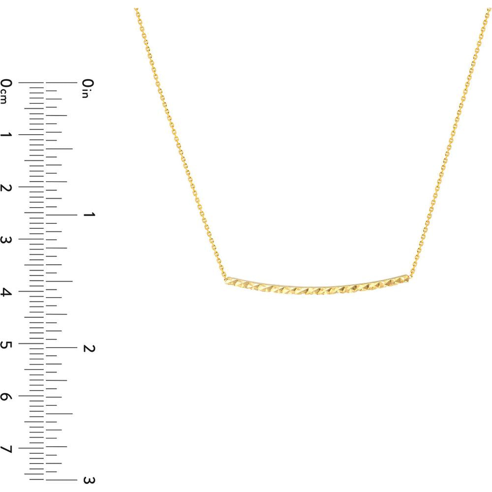 Olas d'Oro - 14K Yellow Gold Diamond-Cut Curved Bar Adjustable Necklace - 2.25 Grams