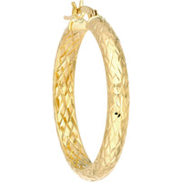 Olas d'Oro - 14K Yellow Gold Diamond-Cut Large Hoop Earrings - 3.60 Grams Total Weight