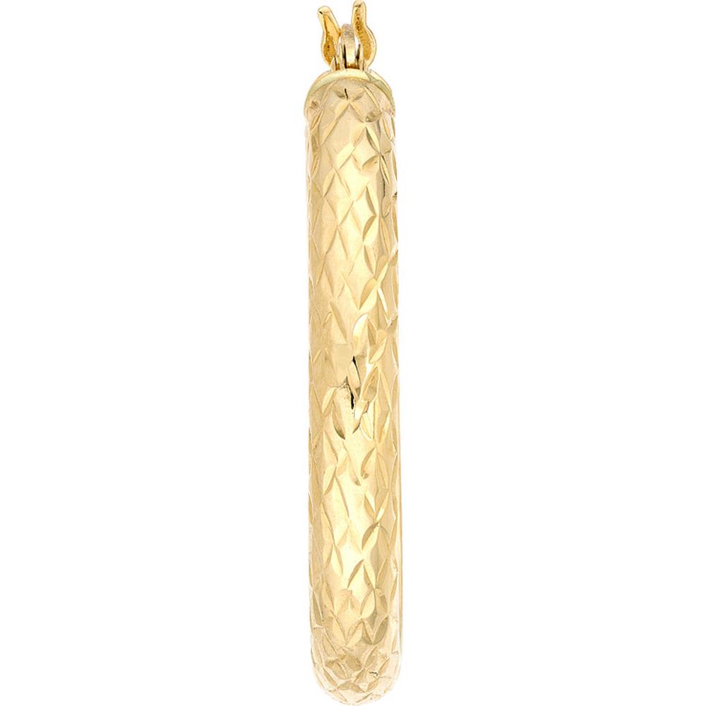 Olas d'Oro - 14K Yellow Gold Diamond-Cut Large Hoop Earrings - 3.60 Grams Total Weight