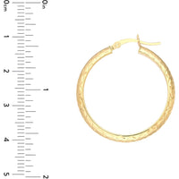 Olas d'Oro - 14K Yellow Gold Diamond-Cut Large Hoop Earrings - 3.60 Grams Total Weight