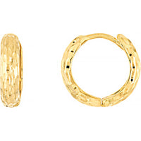 Olas d'Oro - 14K Yellow Gold Diamond-Cut Mini Hoop Earrings with Snap-Lock Clasp