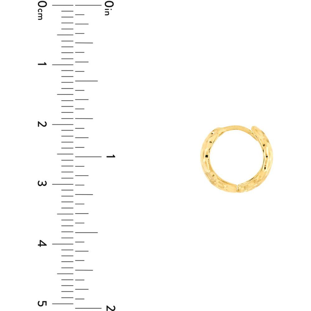 Olas d'Oro - 14K Yellow Gold Diamond-Cut Mini Hoop Earrings with Snap-Lock Clasp