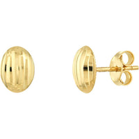 Olas d'Oro - 14K Yellow Gold Diamond-Cut Oval Dome Stud Earrings - Timeless Luxury Design