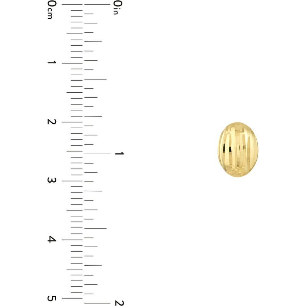 Olas d'Oro - 14K Yellow Gold Diamond-Cut Oval Dome Stud Earrings - Timeless Luxury Design
