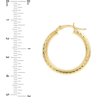 Olas d'Oro - 14K Yellow Gold Diamond-Cut Round Hoop Earrings - 1.70g Total Weight