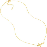 Olas d'Oro - 14K Yellow Gold Diamond-Cut Sideways Cross Adjustable Necklace