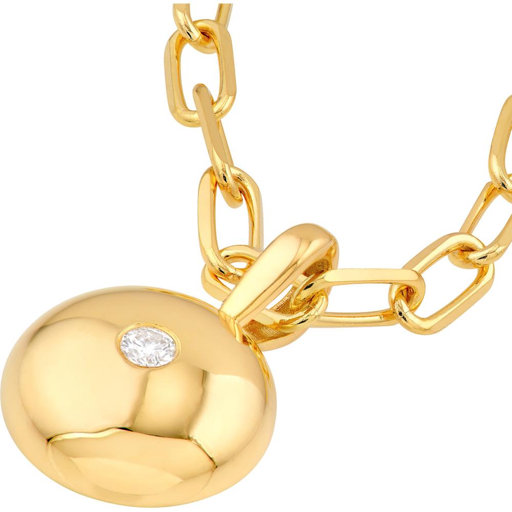 Olas d'Oro - 14K Yellow Gold Diamond Disc Pendant - 0.11 Carat Total Diamond Weight