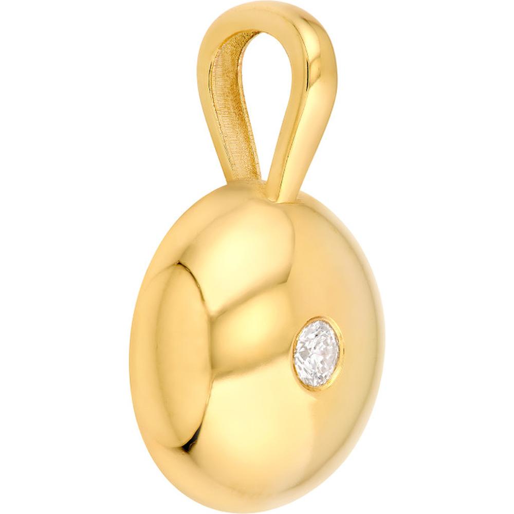 Olas d'Oro - 14K Yellow Gold Diamond Disc Pendant - 0.11 Carat Total Diamond Weight