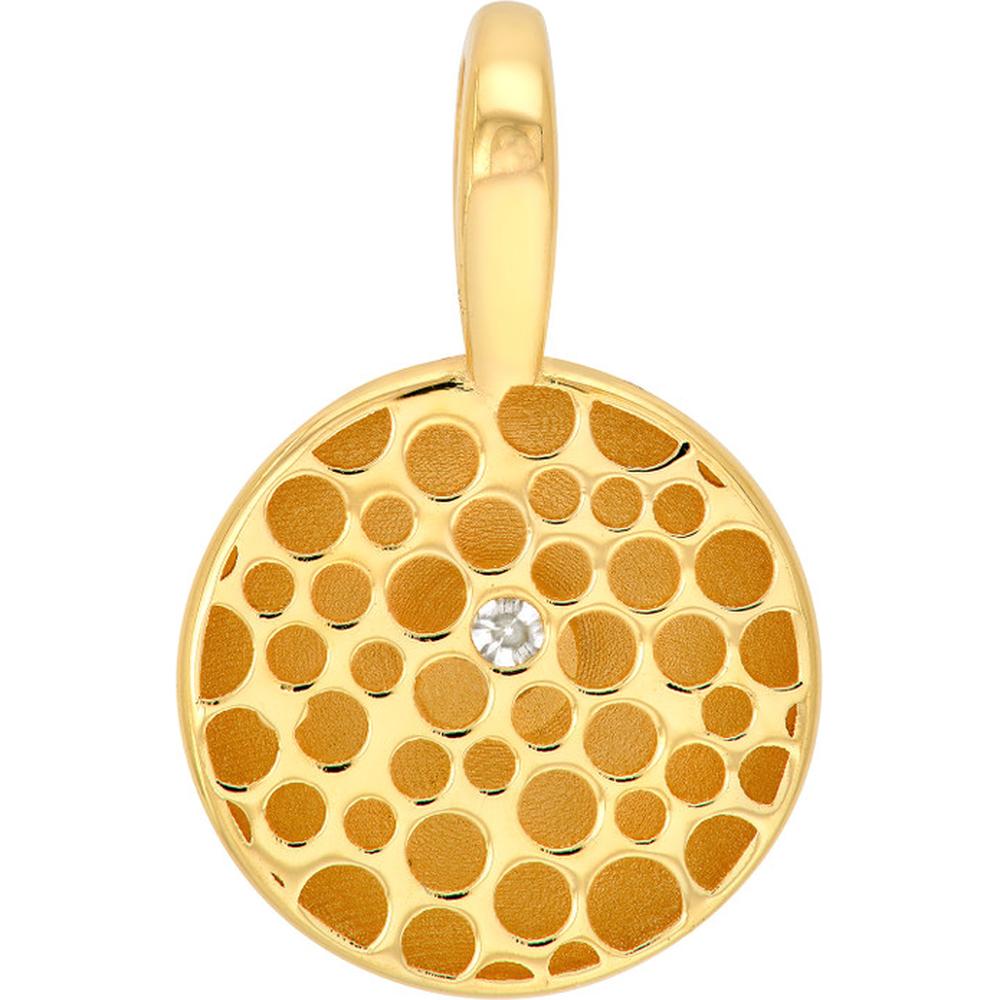 Olas d'Oro - 14K Yellow Gold Diamond Disc Pendant - 0.11 Carat Total Diamond Weight