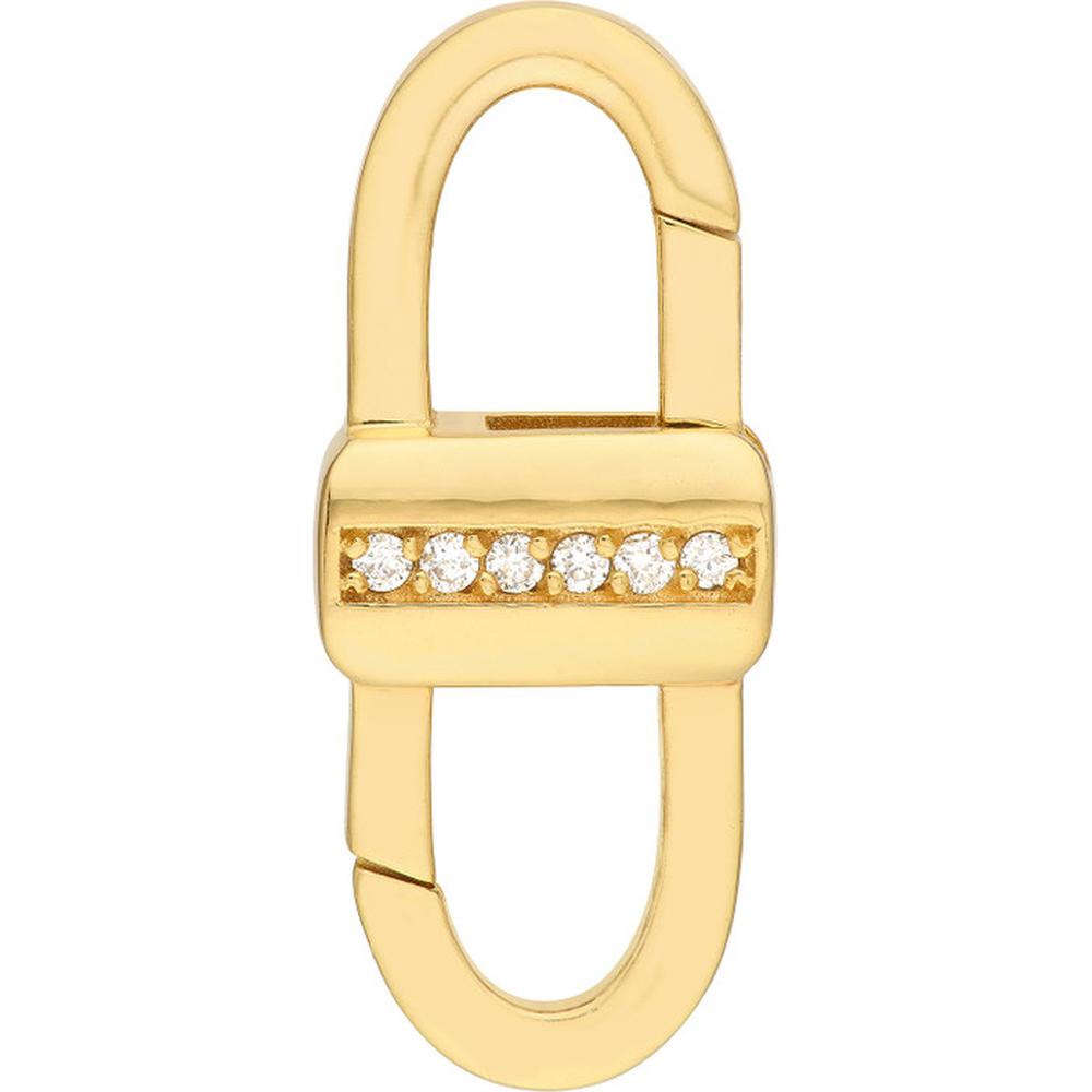Olas d'Oro - 14K Yellow Gold Diamond Double Sided Buckle Push Lock - 0.08 Carat Total Diamond Weight