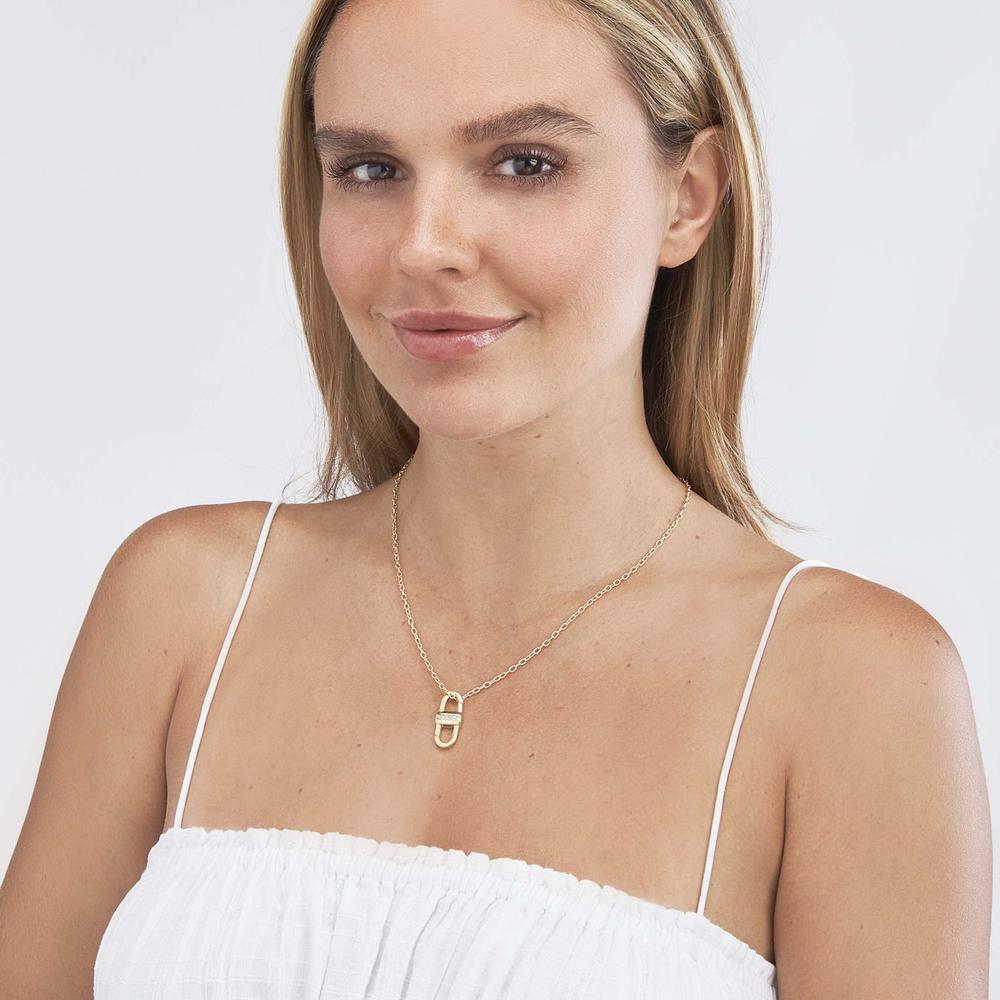 Olas d'Oro - 14K Yellow Gold Diamond Double Sided Buckle Push Lock - 0.08 Carat Total Diamond Weight