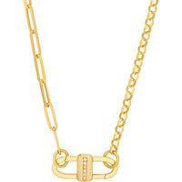 Olas d'Oro - 14K Yellow Gold Diamond Double Sided Buckle Push Lock - 0.08 Carat Total Diamond Weight