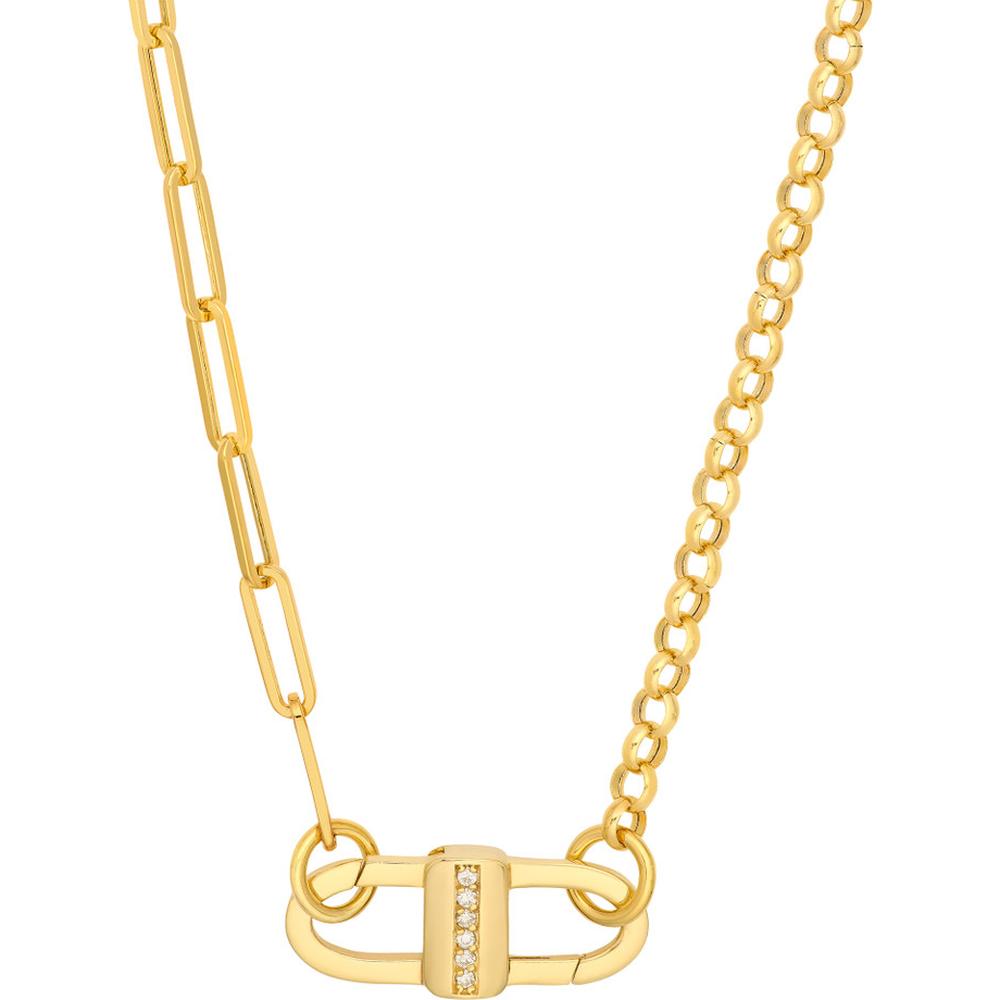 Olas d'Oro - 14K Yellow Gold Diamond Double Sided Buckle Push Lock - 0.08 Carat Total Diamond Weight