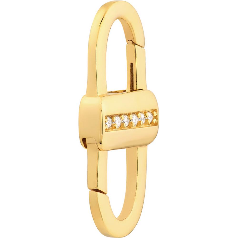 Olas d'Oro - 14K Yellow Gold Diamond Double Sided Buckle Push Lock - 0.08 Carat Total Diamond Weight