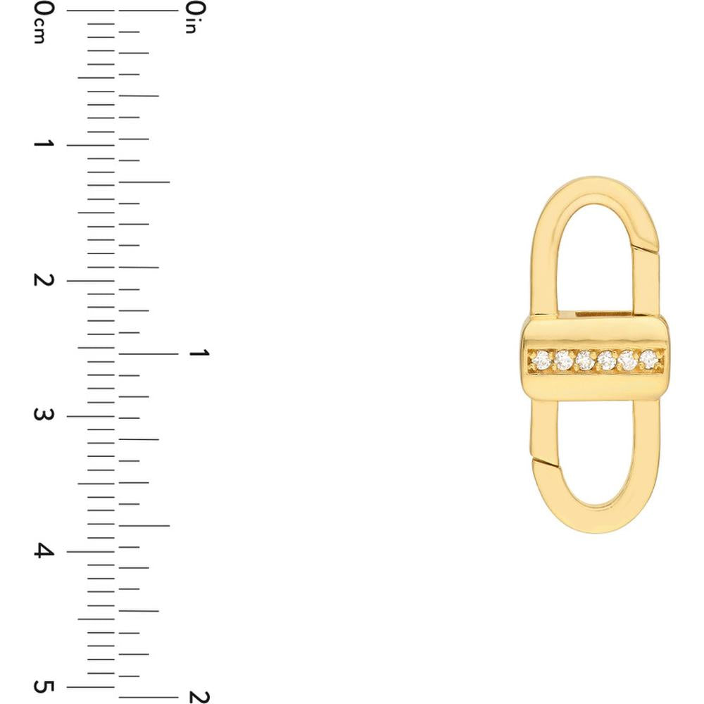 Olas d'Oro - 14K Yellow Gold Diamond Double Sided Buckle Push Lock - 0.08 Carat Total Diamond Weight