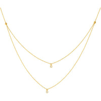 Olas d'Oro - 14K Yellow Gold Diamond Drop Necklace with Diamond-Cut Bead Chain - 0.06 Carat Total Diamond Weight