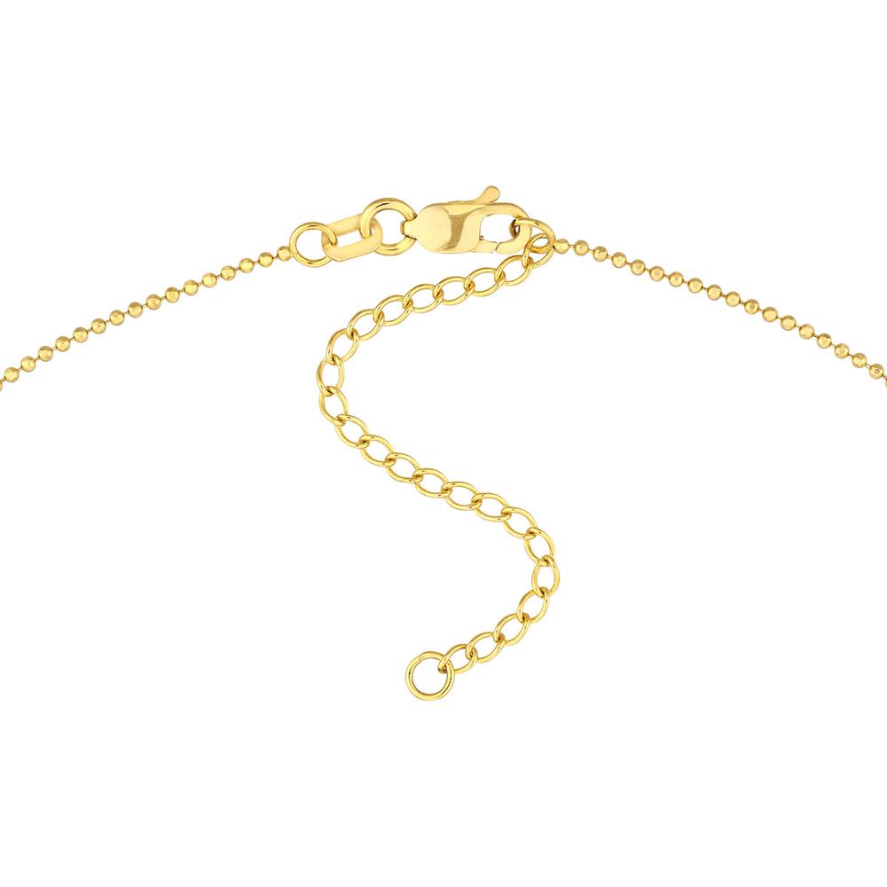 Olas d'Oro - 14K Yellow Gold Diamond Drop Necklace with Diamond-Cut Bead Chain - 0.06 Carat Total Diamond Weight