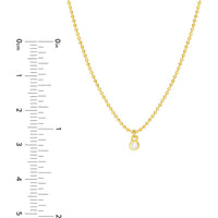 Olas d'Oro - 14K Yellow Gold Diamond Drop Necklace with Diamond-Cut Bead Chain - 0.06 Carat Total Diamond Weight