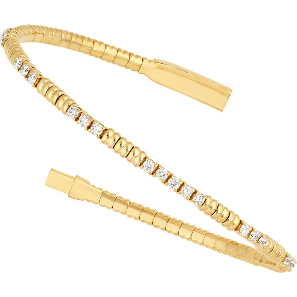 Olas d'Oro - 14K Yellow Gold Diamond Flex Bracelet - 5/8 Total Carat Weight