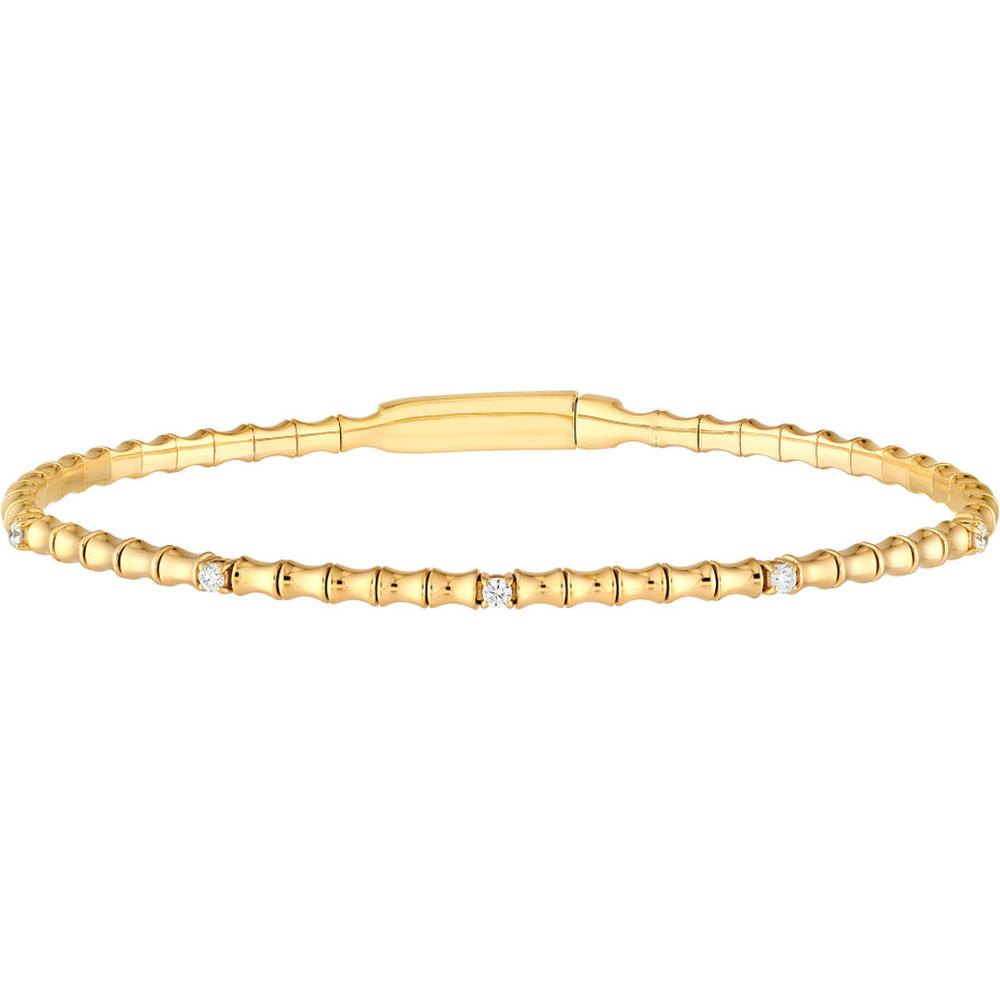 Olas d'Oro - 14K Yellow Gold Diamond Flex Bracelet with 1/8 Carat Total Carat Weight Diamonds