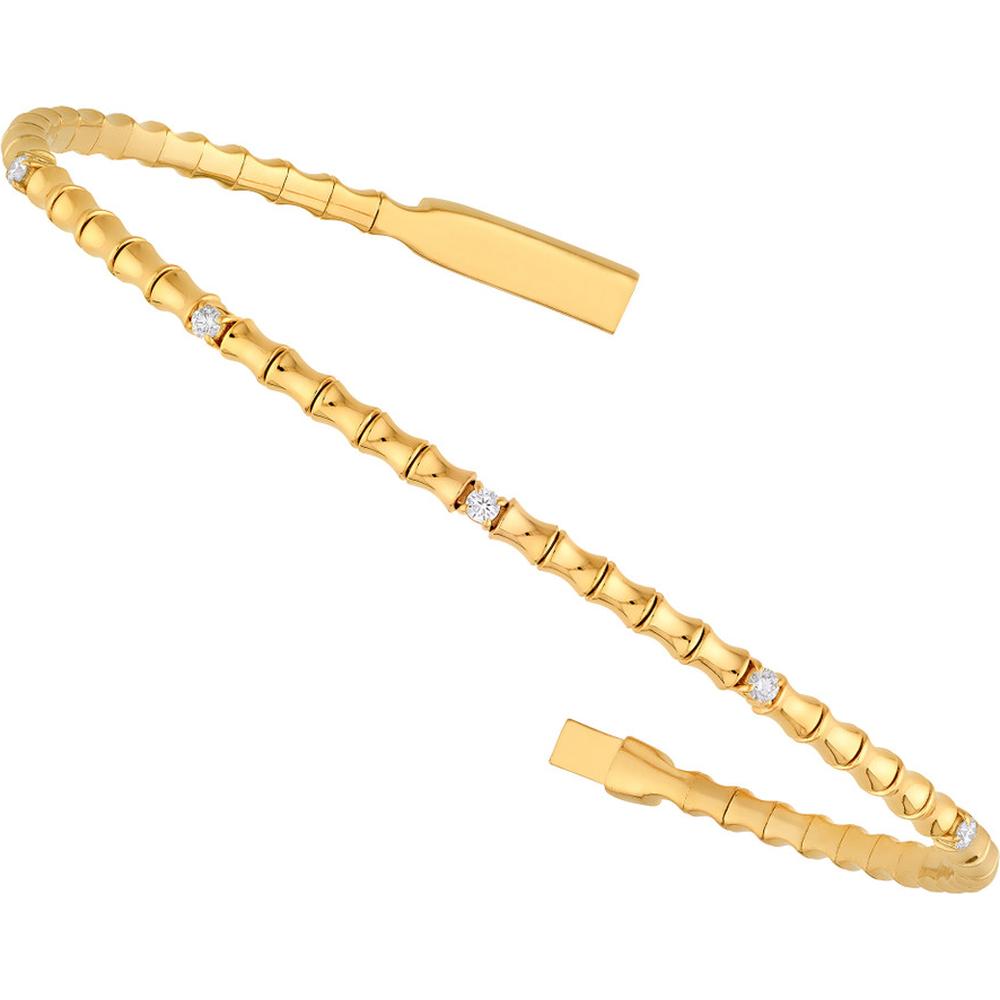 Olas d'Oro - 14K Yellow Gold Diamond Flex Bracelet with 1/8 Carat Total Carat Weight Diamonds