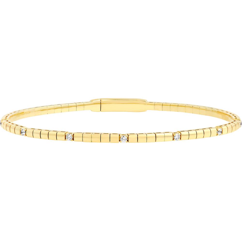Olas d'Oro - 14K Yellow Gold Diamond Flex Bracelet with Box Lock - 0.20 Carat Total Diamond Weight
