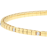 Olas d'Oro - 14K Yellow Gold Diamond Flex Bracelet with Box Lock - 0.20 Carat Total Diamond Weight