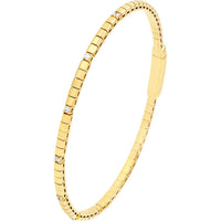 Olas d'Oro - 14K Yellow Gold Diamond Flex Bracelet with Box Lock - 0.20 Carat Total Diamond Weight