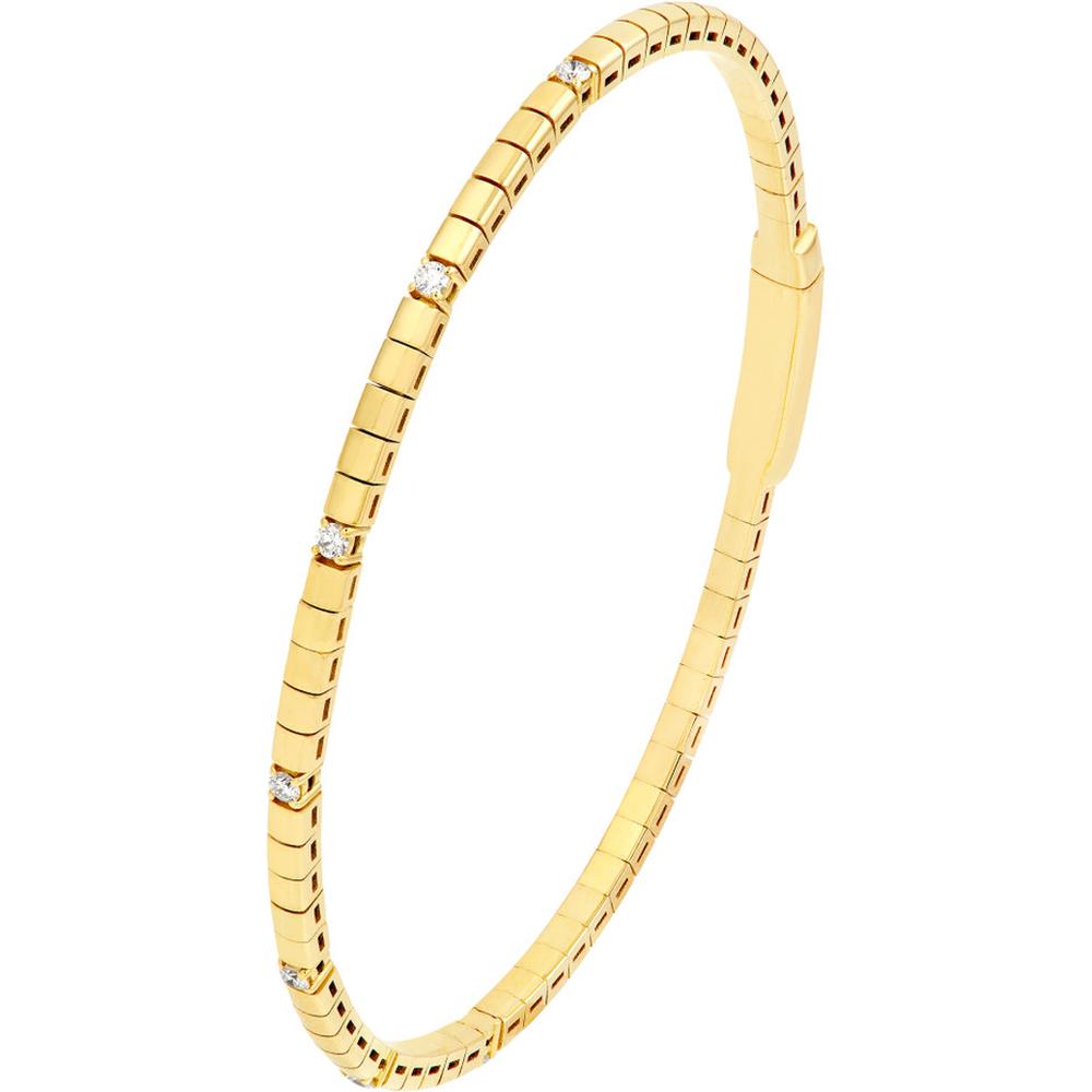 Olas d'Oro - 14K Yellow Gold Diamond Flex Bracelet with Box Lock - 0.20 Carat Total Diamond Weight