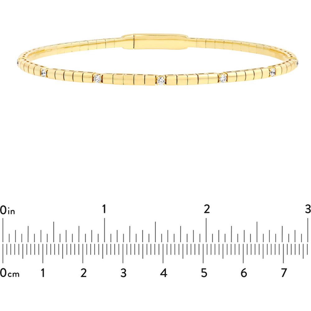 Olas d'Oro - 14K Yellow Gold Diamond Flex Bracelet with Box Lock - 0.20 Carat Total Diamond Weight