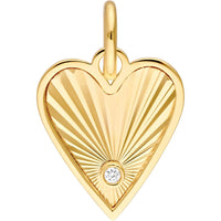 Olas d'Oro - 14K Yellow Gold Diamond Fluted Heart Charm - 0.01 Carat Diamond
