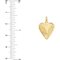Olas d'Oro - 14K Yellow Gold Diamond Fluted Heart Charm - 0.01 Carat Diamond