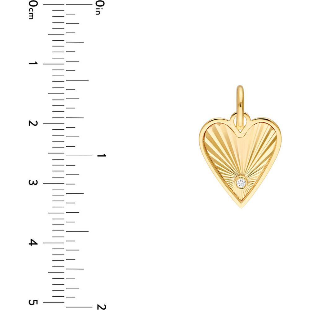 Olas d'Oro - 14K Yellow Gold Diamond Fluted Heart Charm - 0.01 Carat Diamond