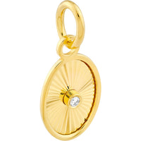 Olas d'Oro - 14K Yellow Gold Diamond Fluted Oval Charm - 0.01 Carat Total Diamond Weight
