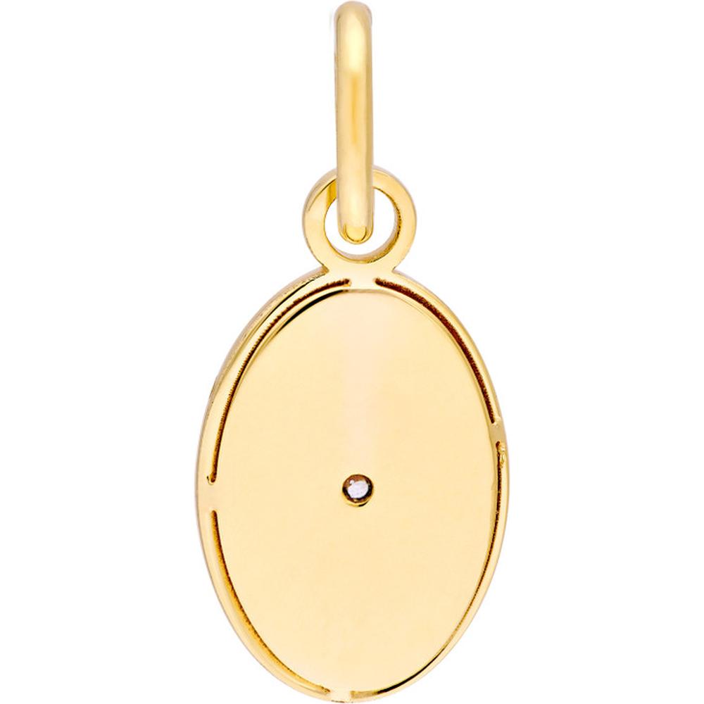 Olas d'Oro - 14K Yellow Gold Diamond Fluted Oval Charm - 0.01 Carat Total Diamond Weight