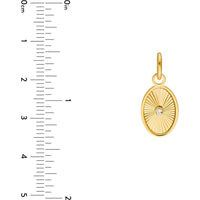 Olas d'Oro - 14K Yellow Gold Diamond Fluted Oval Charm - 0.01 Carat Total Diamond Weight