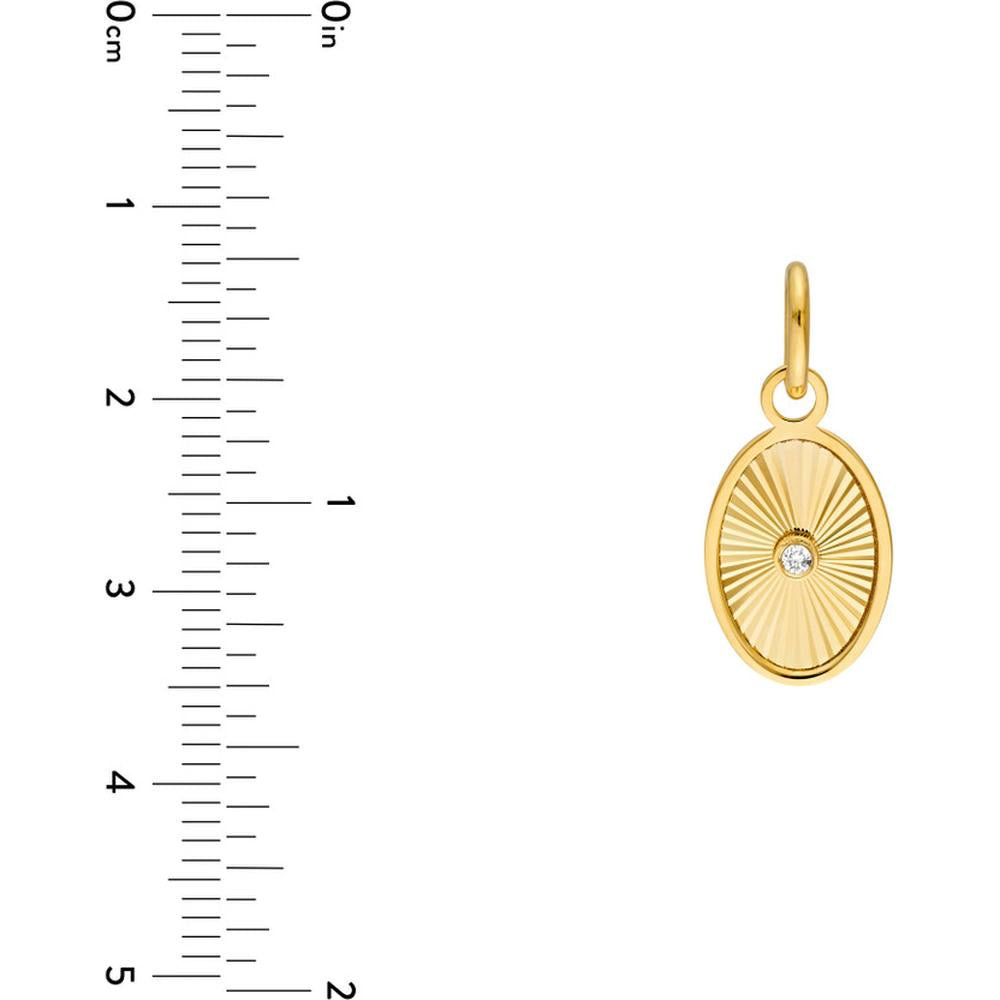 Olas d'Oro - 14K Yellow Gold Diamond Fluted Oval Charm - 0.01 Carat Total Diamond Weight