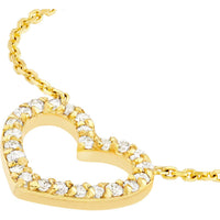 Olas d'Oro - 14K Yellow Gold Diamond Frame Heart Necklace - 0.12 Carat Total Diamond Weight