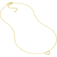 Olas d'Oro - 14K Yellow Gold Diamond Frame Heart Necklace - 0.12 Carat Total Diamond Weight