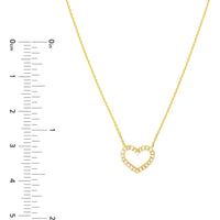Olas d'Oro - 14K Yellow Gold Diamond Frame Heart Necklace - 0.12 Carat Total Diamond Weight